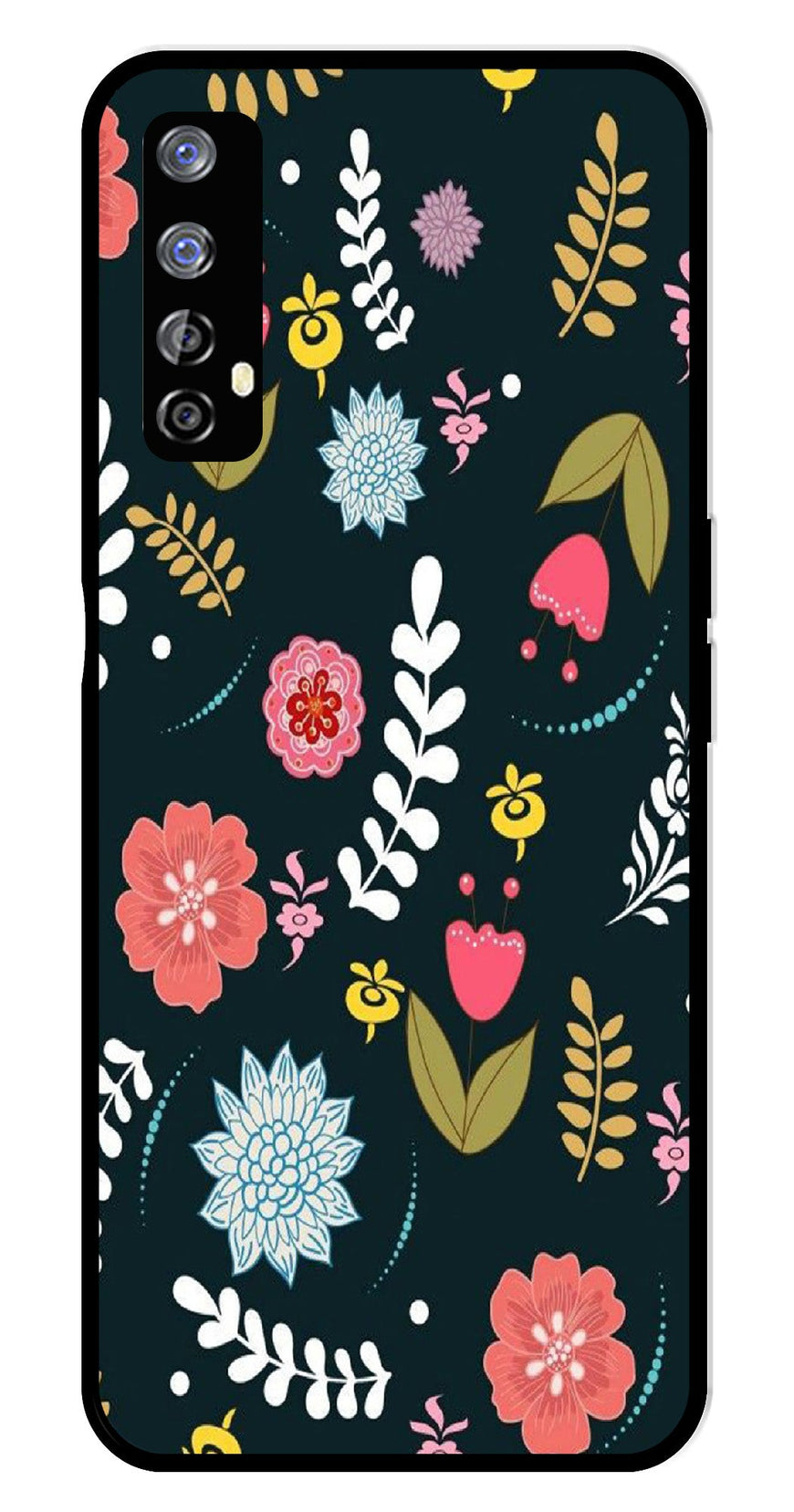 Floral Pattern2 Metal Mobile Case for Realme 7   (Design No -12)