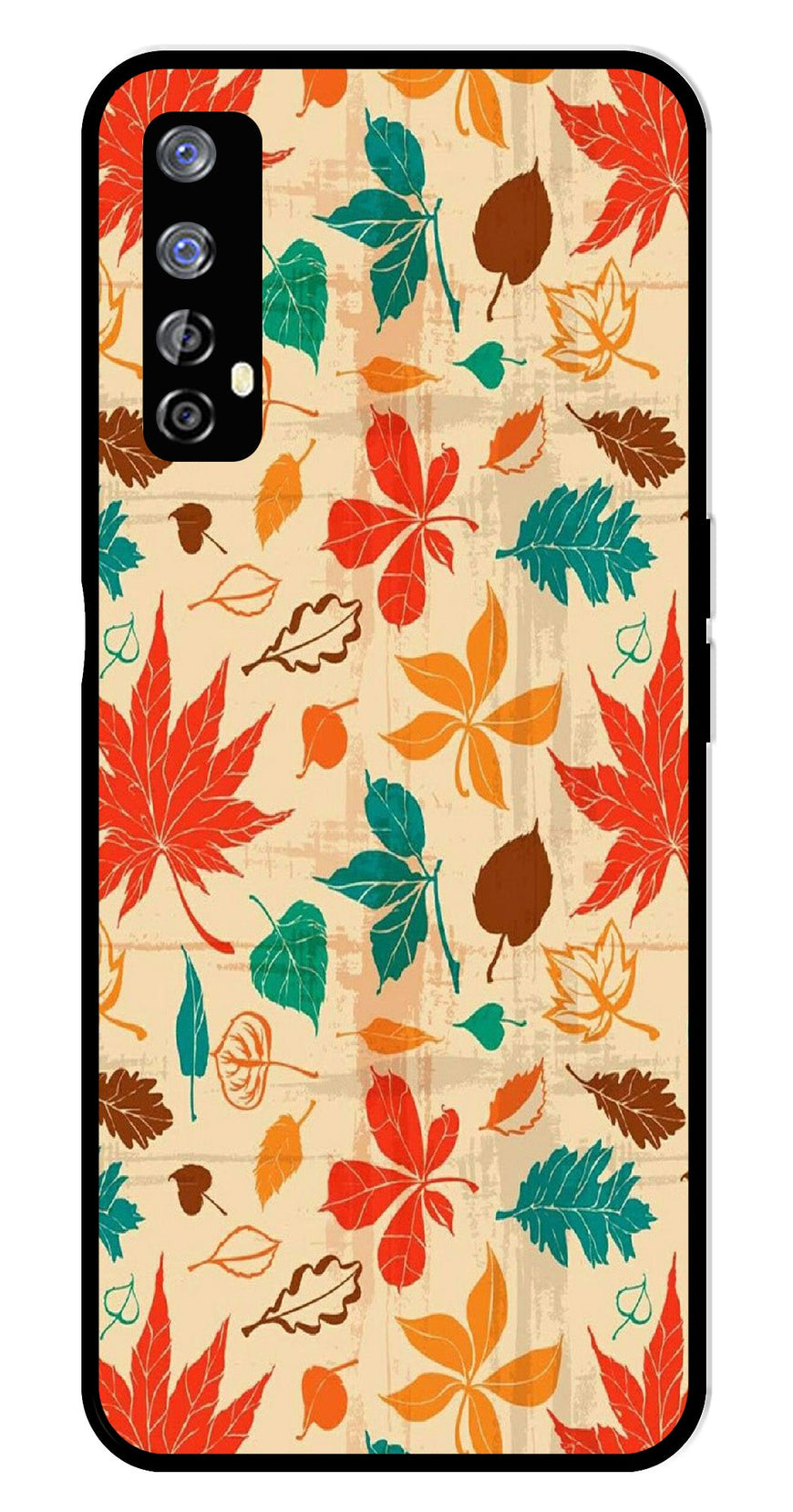 Leafs Design Metal Mobile Case for Realme 7   (Design No -14)
