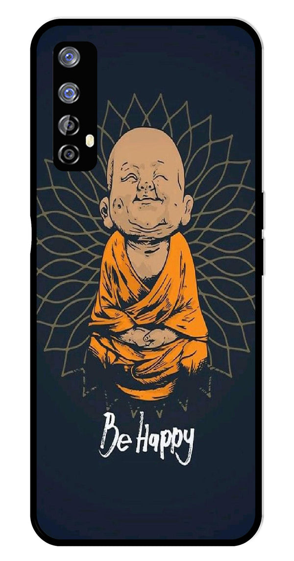 Be Happy Metal Mobile Case for Realme 7   (Design No -27)