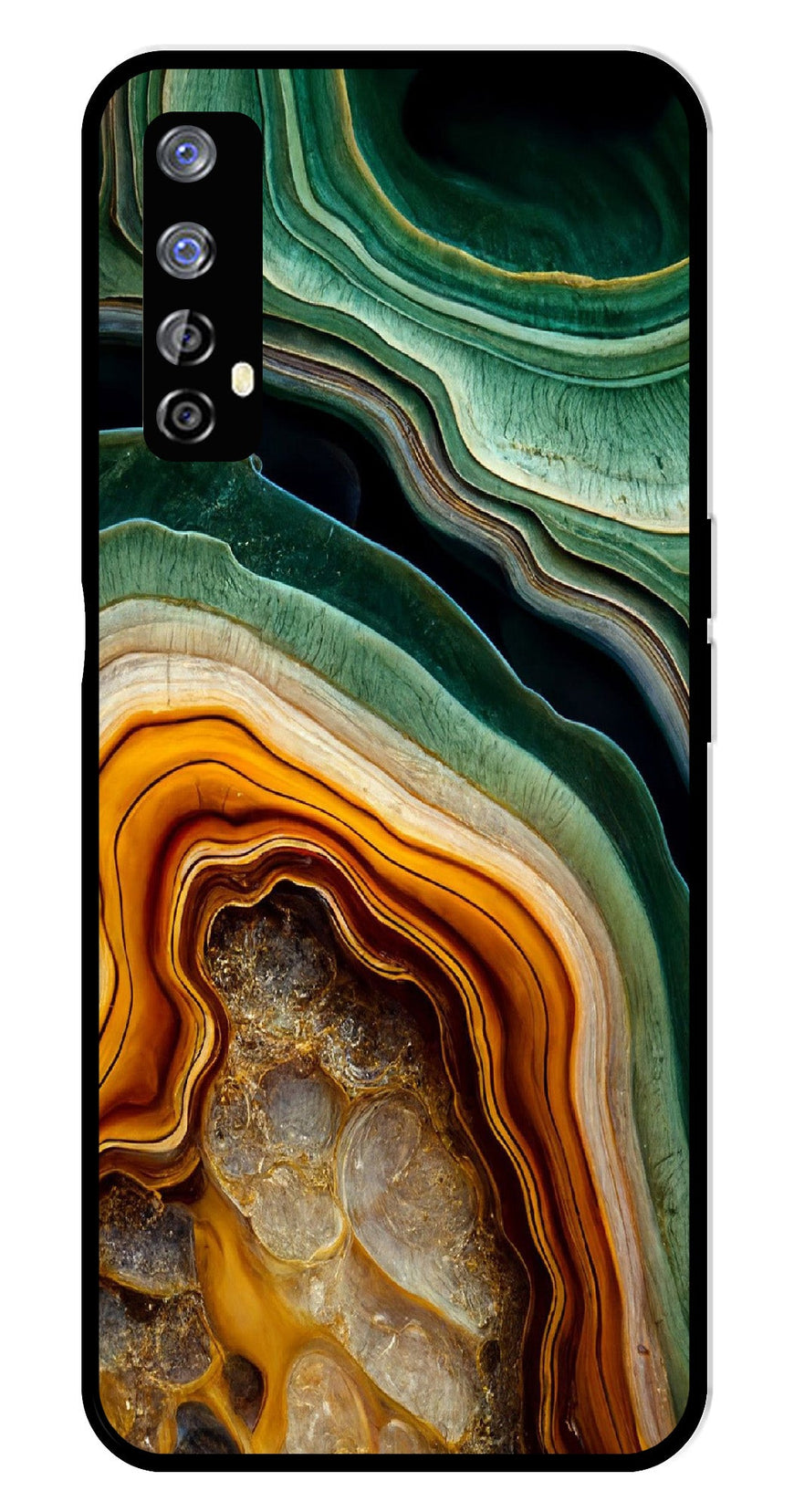 Marble Design Metal Mobile Case for Realme 7   (Design No -28)