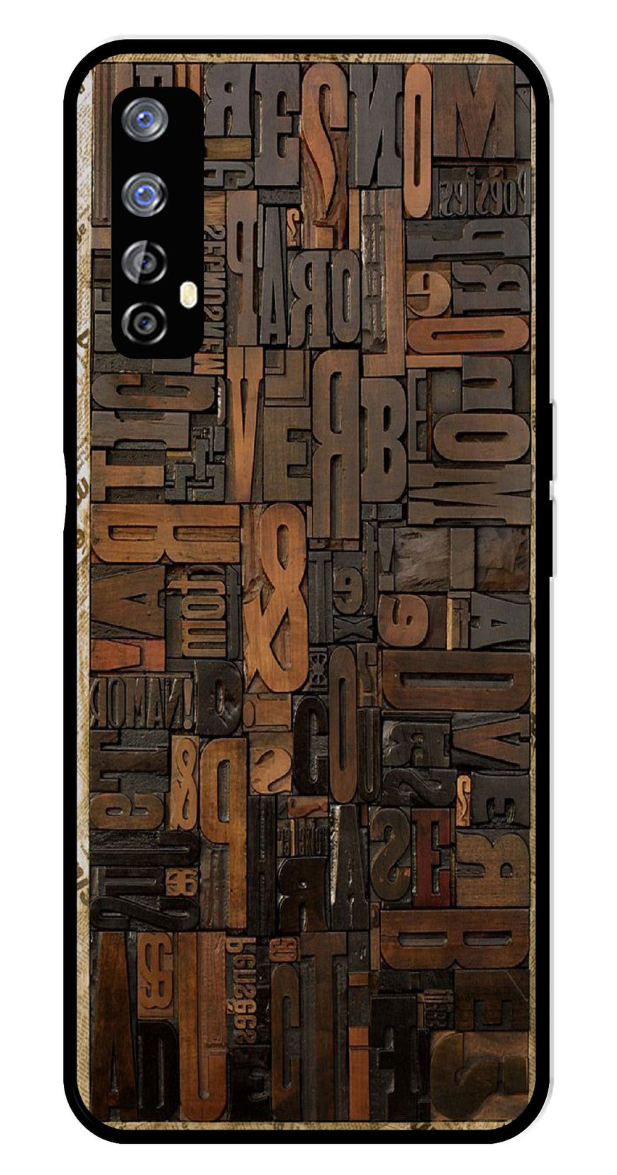 Alphabets Metal Mobile Case for Realme 7   (Design No -32)