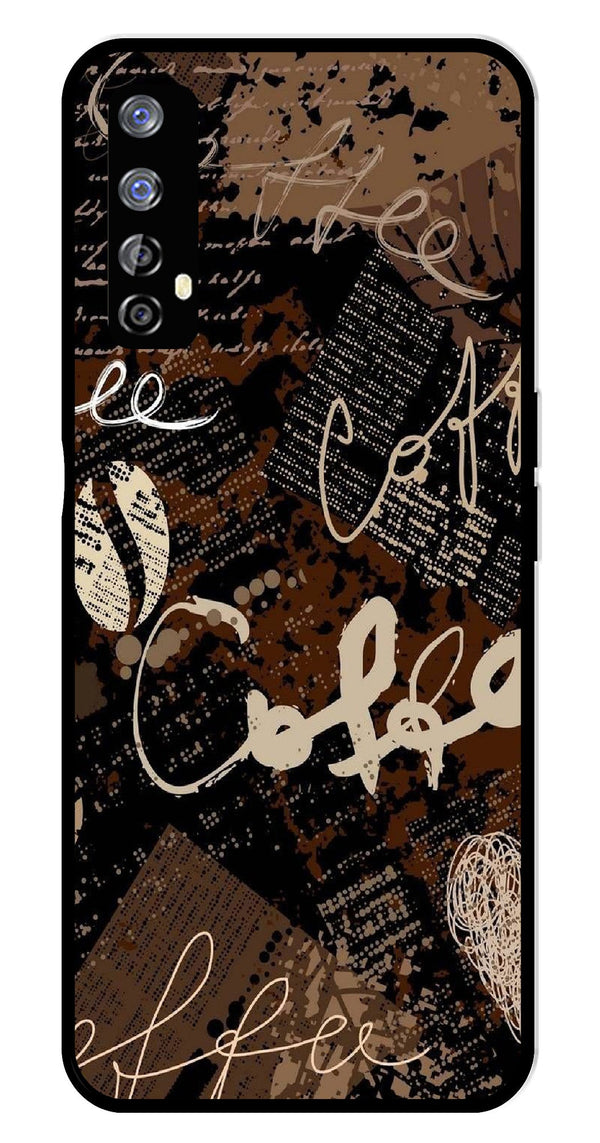 Coffee Pattern Metal Mobile Case for Realme 7   (Design No -37)