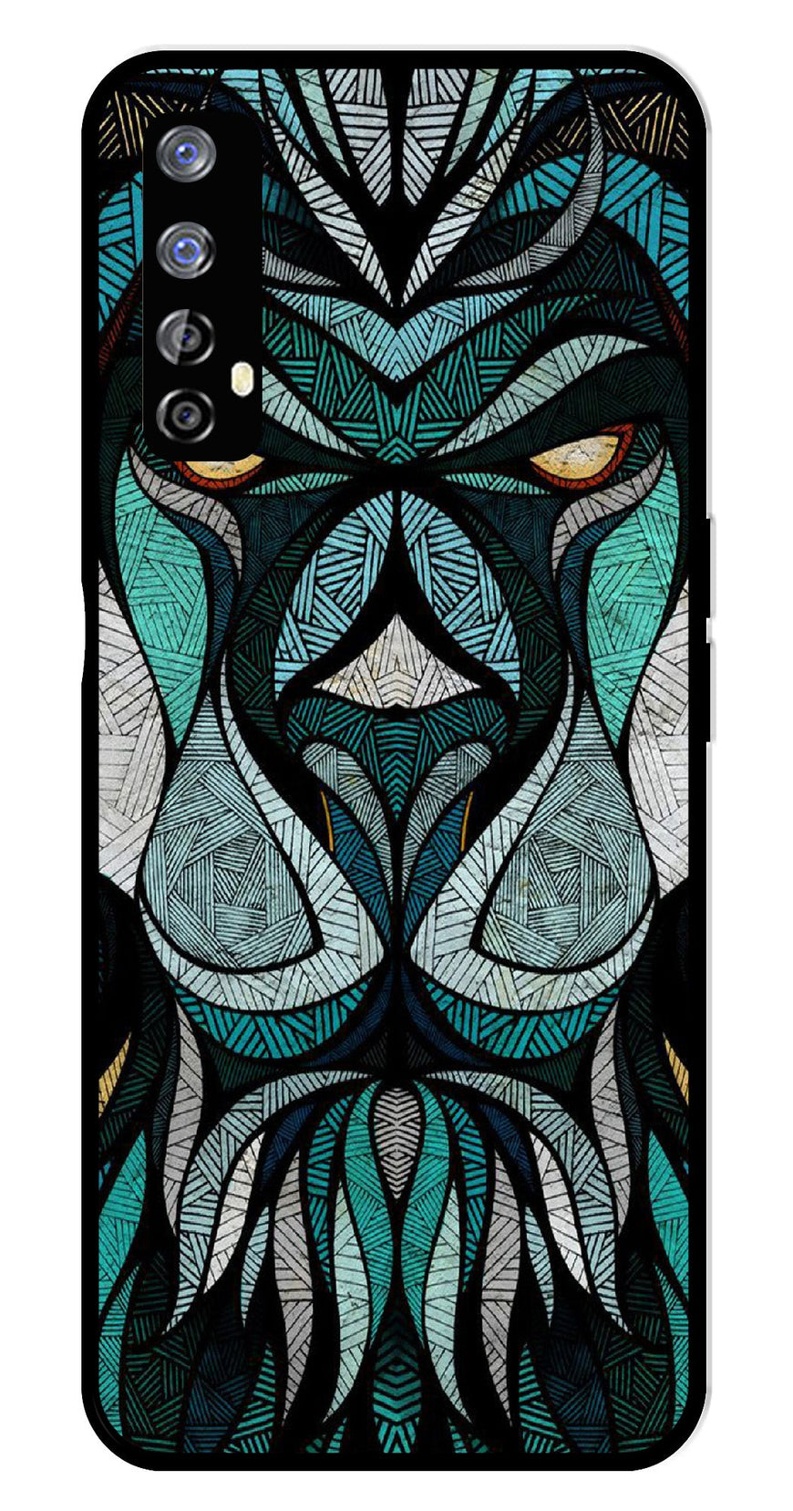 Lion Pattern Metal Mobile Case for Realme 7   (Design No -40)