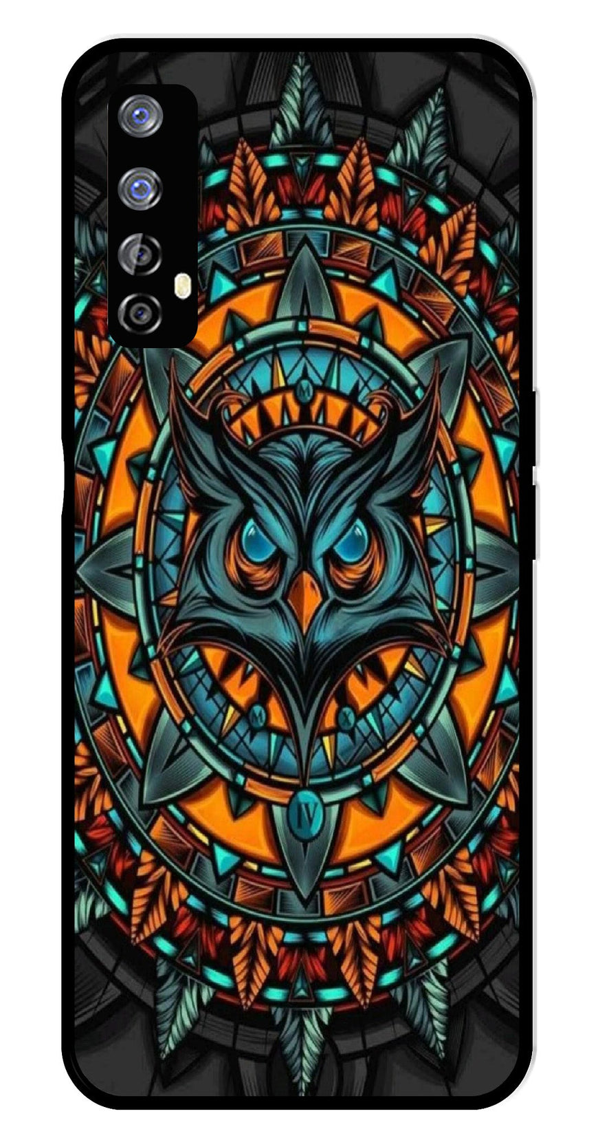 Owl Pattern Metal Mobile Case for Realme 7   (Design No -42)