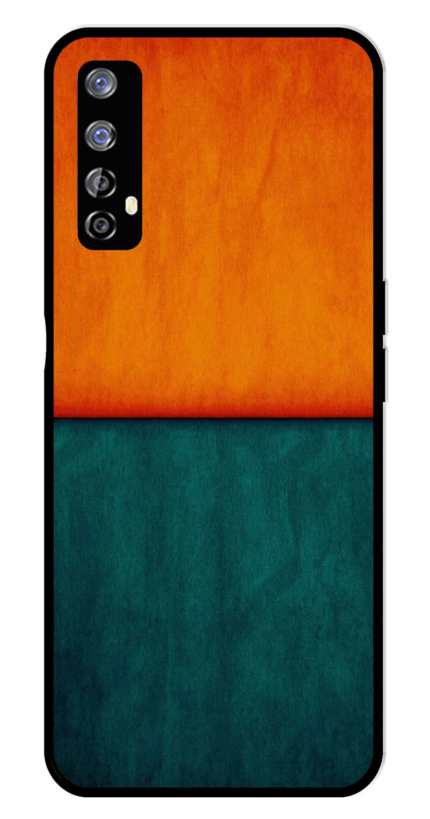 Orange Green Pattern Metal Mobile Case for Realme 7   (Design No -45)