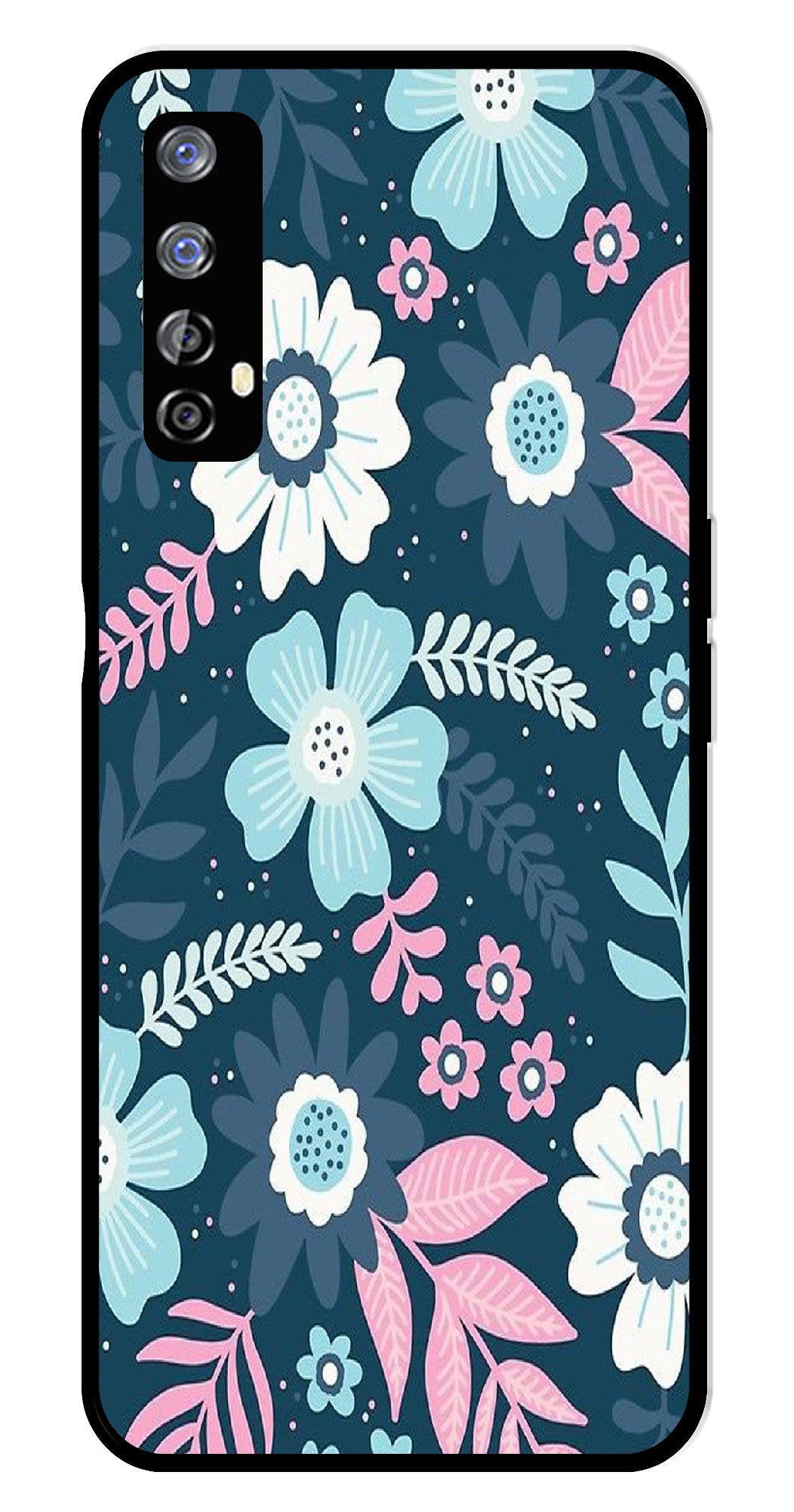 Flower Leaves Design Metal Mobile Case for Realme 7   (Design No -50)