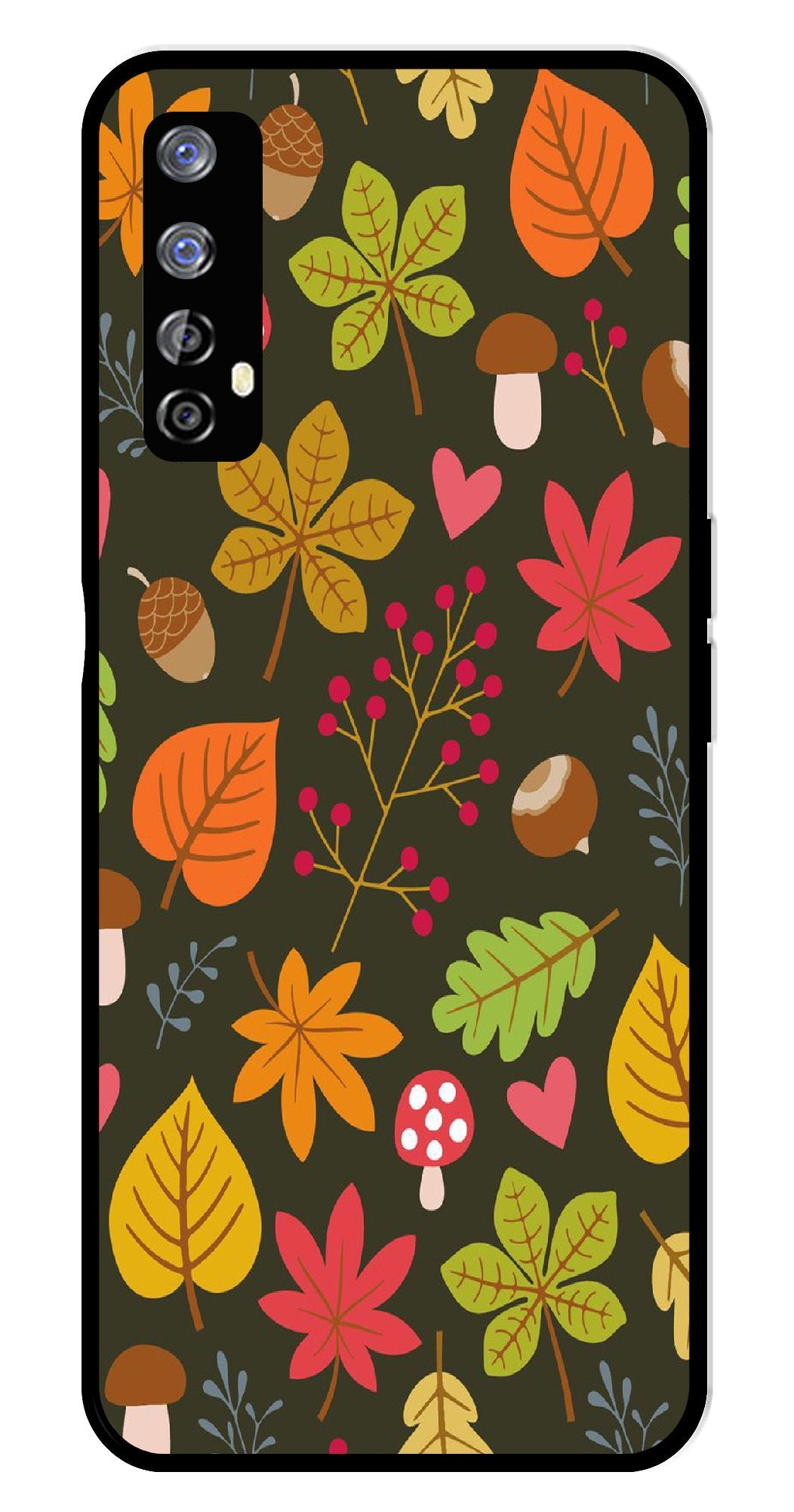 Leaves Design Metal Mobile Case for Realme 7   (Design No -51)