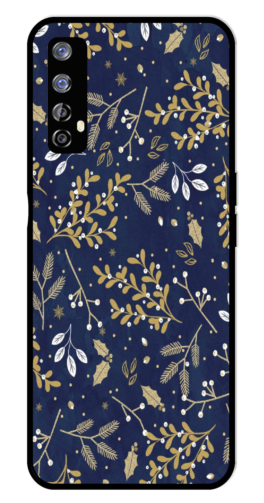 Floral Pattern  Metal Mobile Case for Realme 7   (Design No -52)