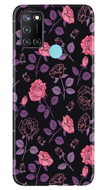 Rose Black Background Mobile Back Case for Realme 7i (Design - 27)