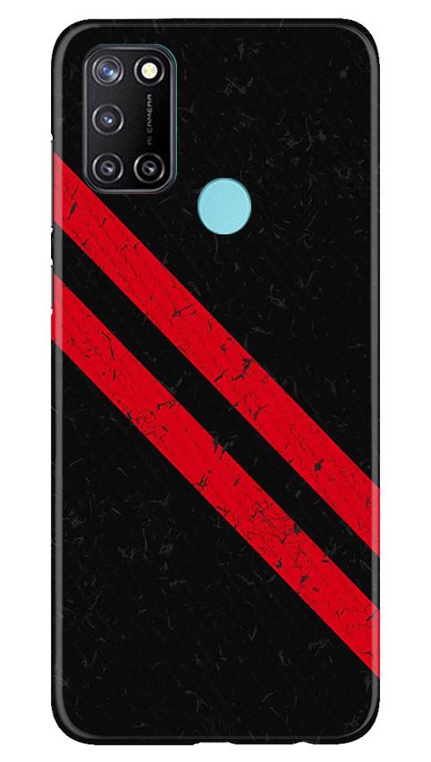 Black Red Pattern Mobile Back Case for Realme 7i (Design - 373)