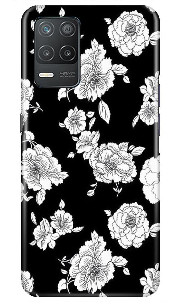 White flowers Black Background Case for Narzo 30 5G