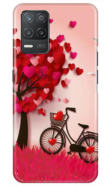 Red Heart Cycle Mobile Back Case for Realme 8 5G (Design - 222)