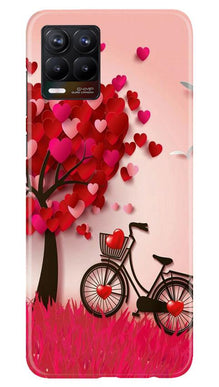 Red Heart Cycle Mobile Back Case for Realme 8 (Design - 222)