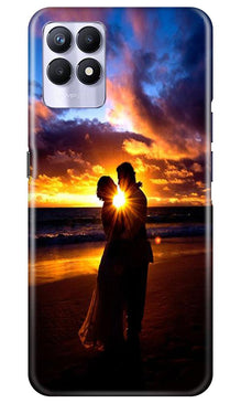 Couple Sea shore Mobile Back Case for Realme 8i (Design - 13)