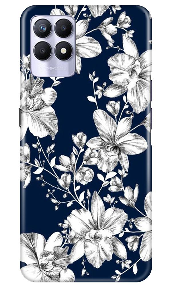 White flowers Blue Background Case for Realme 8i