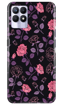 Rose Black Background Mobile Back Case for Realme 8i (Design - 27)