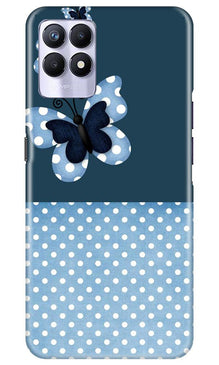 White dots Butterfly Mobile Back Case for Realme 8i (Design - 31)