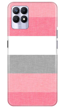 Pink white pattern Mobile Back Case for Realme 8i (Design - 55)