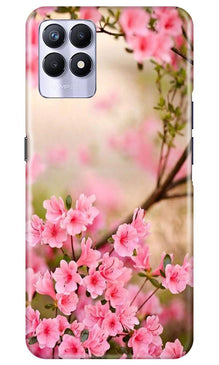 Pink flowers Mobile Back Case for Realme 8i (Design - 69)