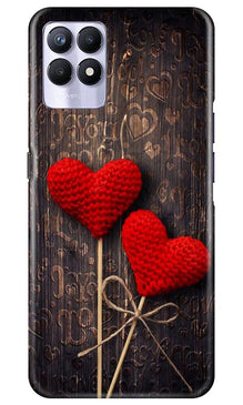 Red Hearts Mobile Back Case for Realme 8i (Design - 80)