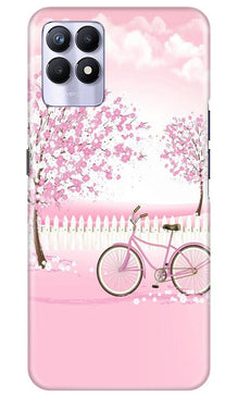 Pink Flowers Cycle Mobile Back Case for Realme 8i  (Design - 102)