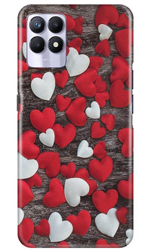 Red White Hearts Mobile Back Case for Realme 8i  (Design - 105)