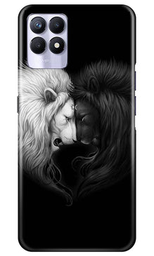 Dark White Lion Mobile Back Case for Realme 8i  (Design - 140)