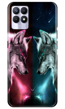 Wolf fight Mobile Back Case for Realme 8i (Design - 221)