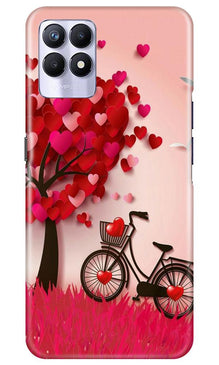 Red Heart Cycle Mobile Back Case for Realme 8i (Design - 222)