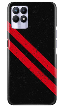 Black Red Pattern Mobile Back Case for Realme 8i (Design - 373)