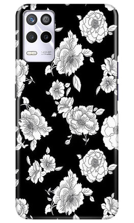 White flowers Black Background Case for Realme 9 5G