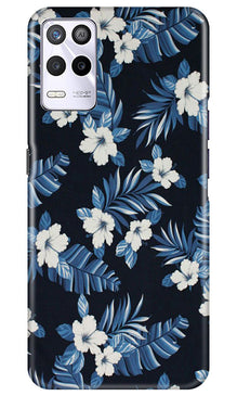 White flowers Blue Background2 Mobile Back Case for Realme 9 5G (Design - 15)