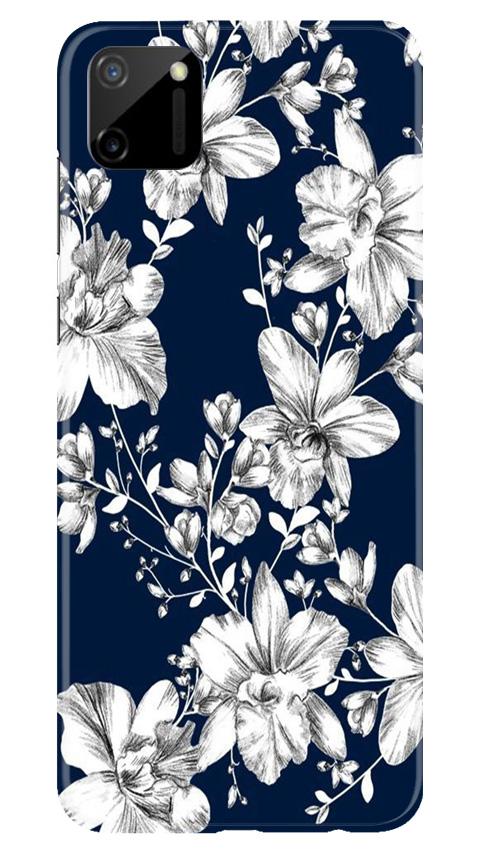 White flowers Blue Background Case for Realme C11
