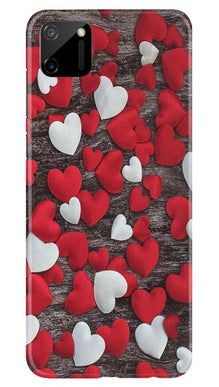 Red White Hearts Mobile Back Case for Realme C11  (Design - 105)