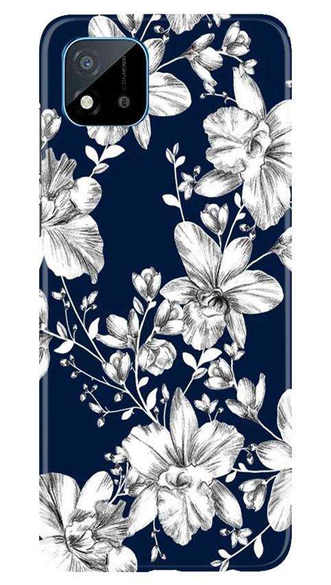 White flowers Blue Background Case for Realme C20