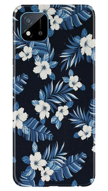 White flowers Blue Background2 Mobile Back Case for Realme C20 (Design - 15)