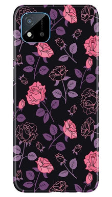 Rose Black Background Mobile Back Case for Realme C20 (Design - 27)