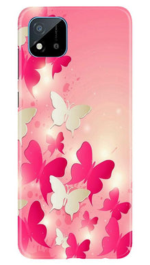 White Pick Butterflies Mobile Back Case for Realme C20 (Design - 28)