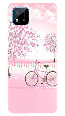 Pink Flowers Cycle Mobile Back Case for Realme C20  (Design - 102)
