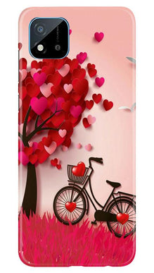 Red Heart Cycle Mobile Back Case for Realme C20 (Design - 222)