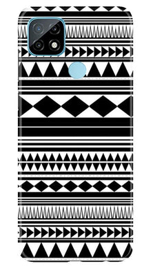 Black white Pattern Mobile Back Case for Realme C12 (Design - 5)