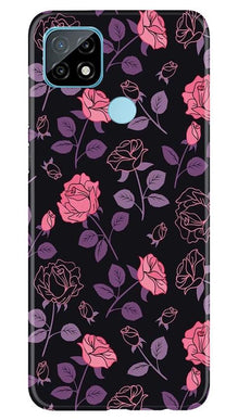 Rose Black Background Mobile Back Case for Realme C21 (Design - 27)