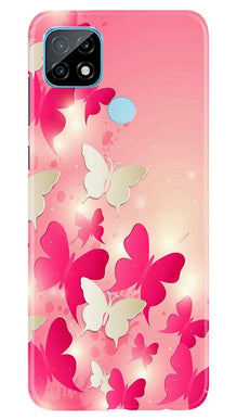 White Pick Butterflies Mobile Back Case for Realme C21 (Design - 28)