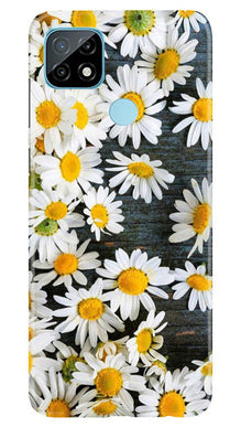 White flowers2 Mobile Back Case for Realme C21 (Design - 62)