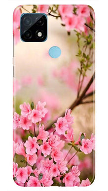 Pink flowers Mobile Back Case for Realme C21 (Design - 69)