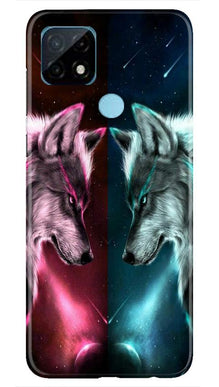 Wolf fight Mobile Back Case for Realme C21 (Design - 221)