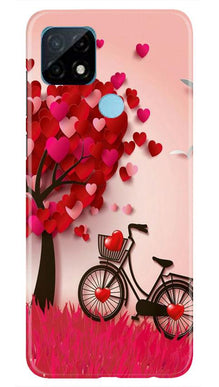 Red Heart Cycle Mobile Back Case for Realme C12 (Design - 222)