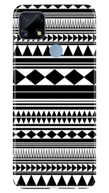 Black white Pattern Mobile Back Case for Realme C25 (Design - 5)