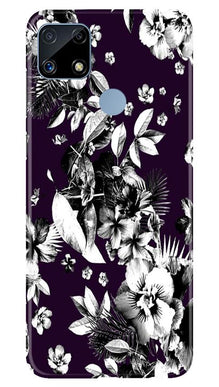 white flowers Mobile Back Case for Realme C25 (Design - 7)