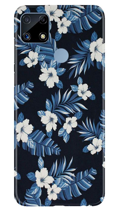 White flowers Blue Background2 Case for Realme C25
